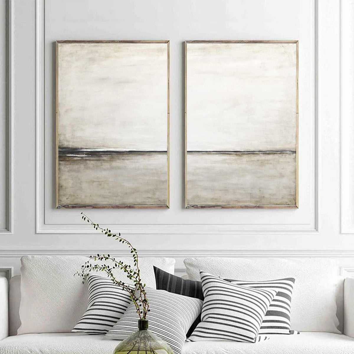 Light Paintings Set Of 2 Minimal Art Horizon Line Soft Wall Art above couch