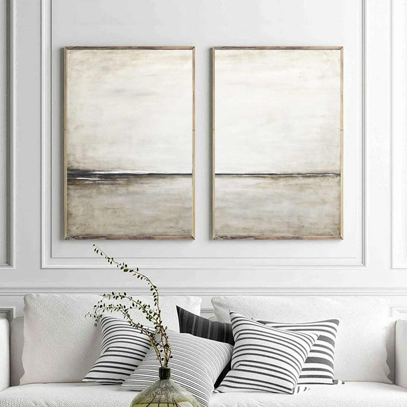 Light Paintings Set Of 2 Minimal Art Horizon Line Soft Wall Art above couch