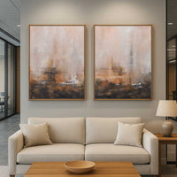 office wall art Set Of 2 Paintings Hand Painted Artwork Wabi Sabi Original Diptych