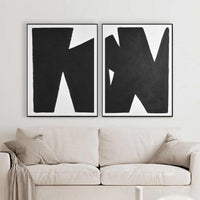 Multi Panel Abstracts On Canvas Black White Modern Art set of 2