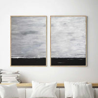 Two Piece Wall Art Paintings Abstract Pair Framed Contemporary