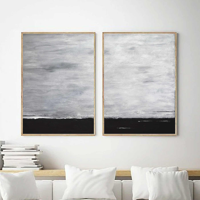 Two Piece Wall Art Paintings Abstract Pair Framed Contemporary