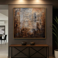 hallway Textured Wabi Sabi Warm Brown Abstract Wall Art On Canvas