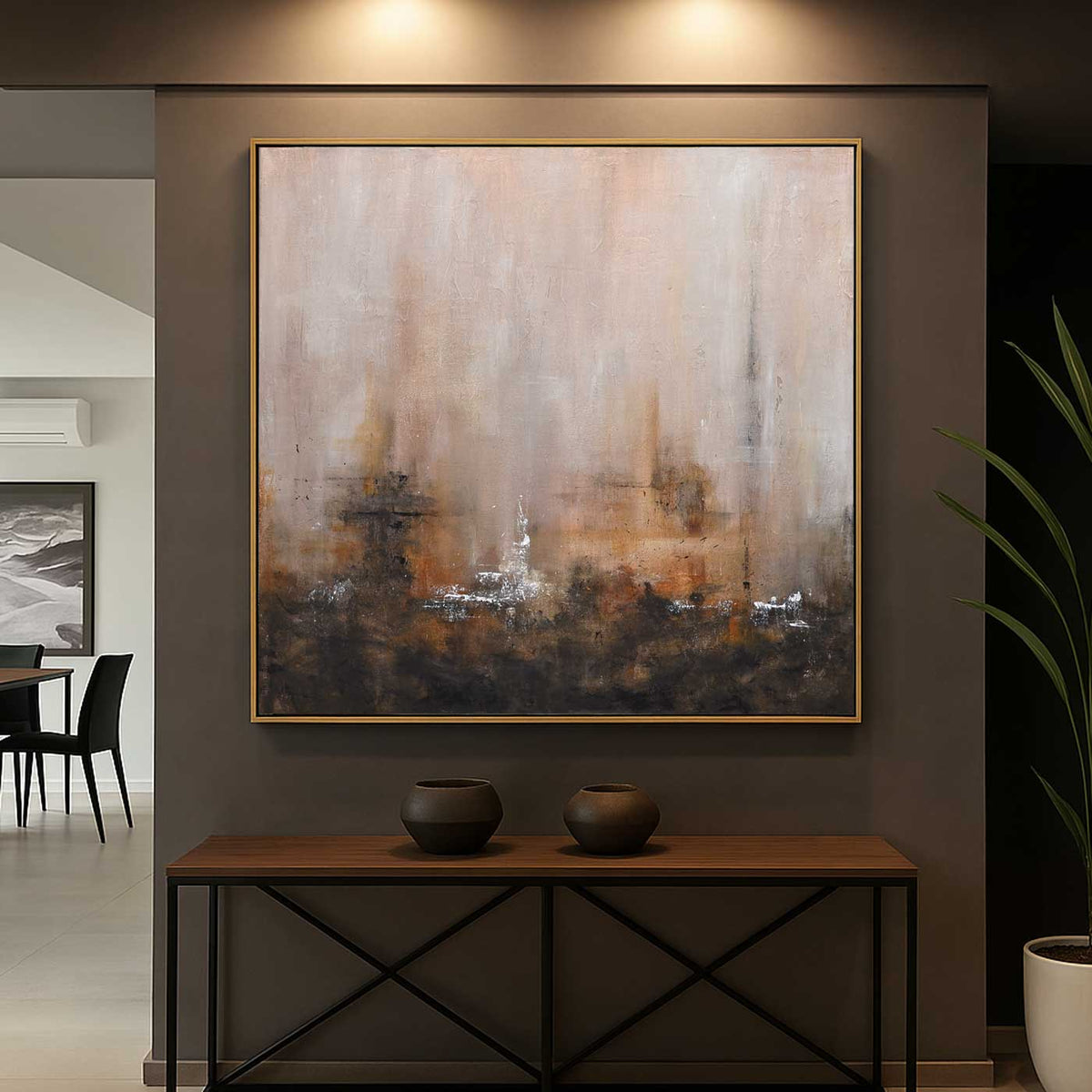 contemporary Square Wabi Sabi Original Hand Painted Art By American Artist