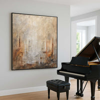 textured Square Framed Abstract Painting Earth Tones