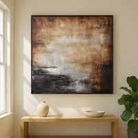 Landscape Painting Brown Artwork Square Canvas By American Artist