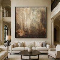 living room Brown Earth Tones Painting Square Art Contemporary Decor