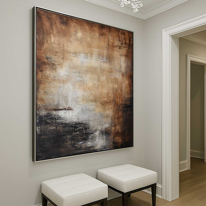 Landscape Painting Brown Artwork Square Canvas By American Artist for hallway