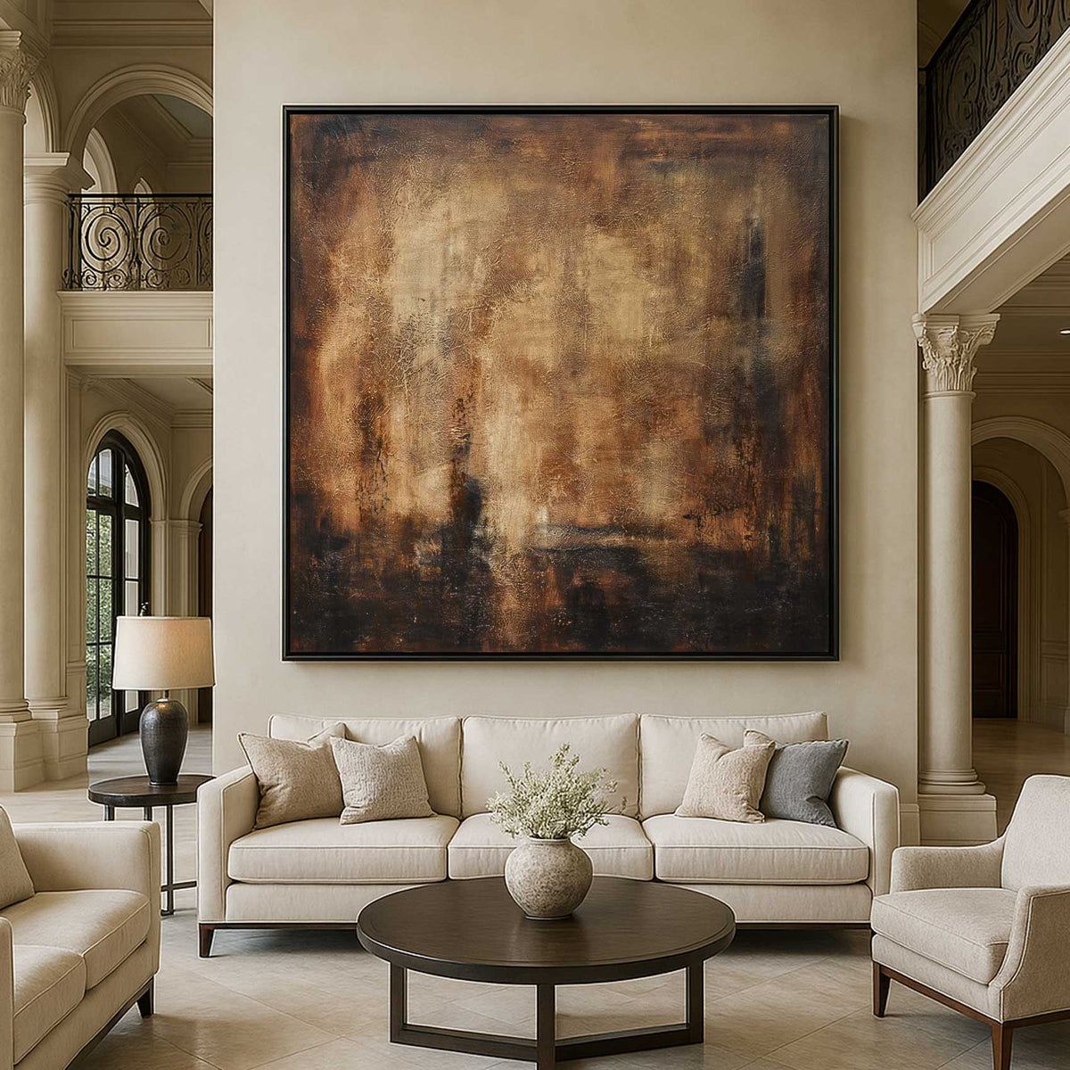Luxury Painting Rich Brown Artwork For living room high end art