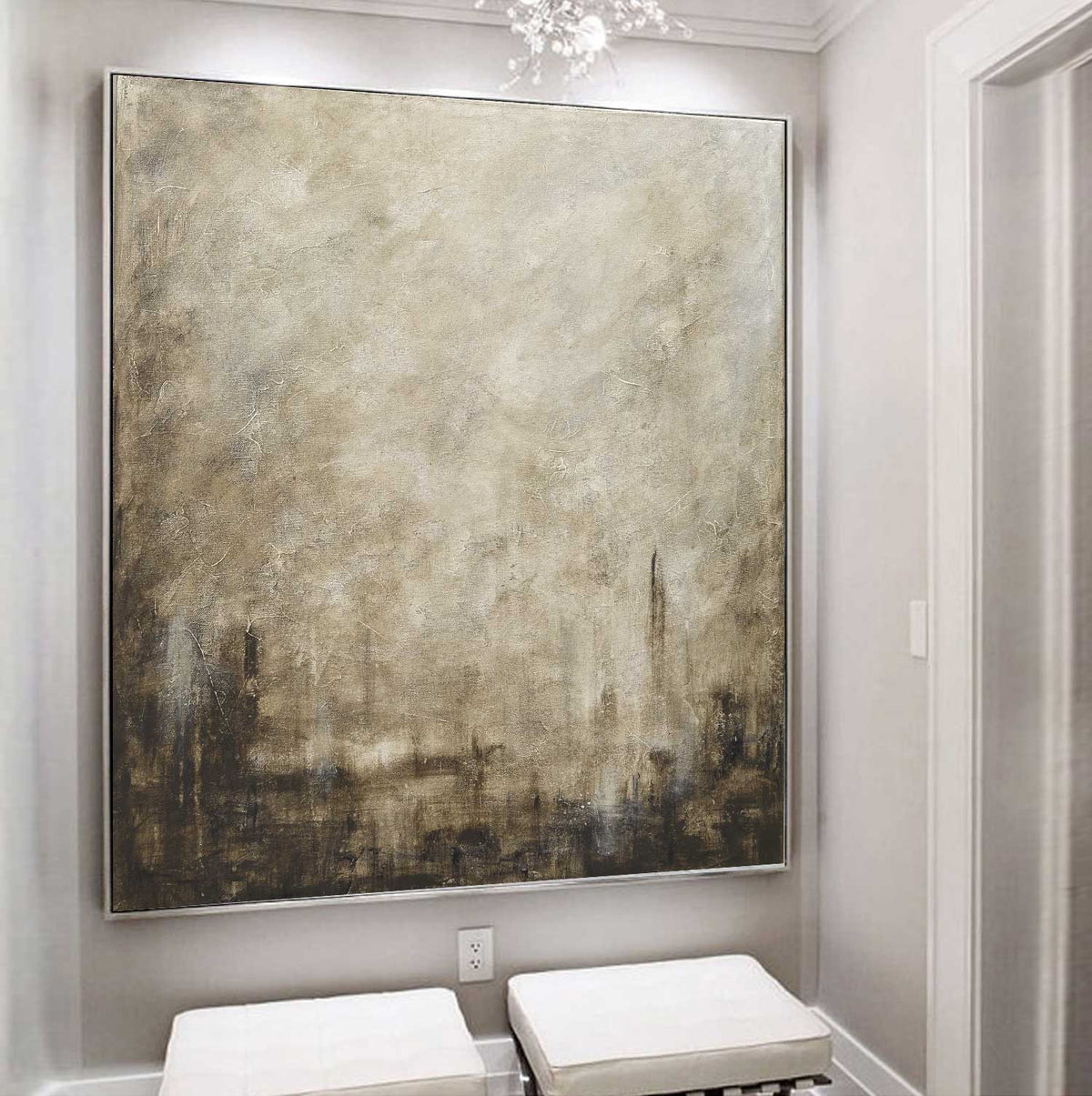 Calming Painting Interior Design Brown beige Easy Abstract earth tones