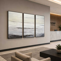 3 Panel Large Art For Office Reception Triptych Brown Beige Abstracts