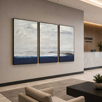 Deep Blue Set of 3 Seascape Coastal Art office lobby 3 piece