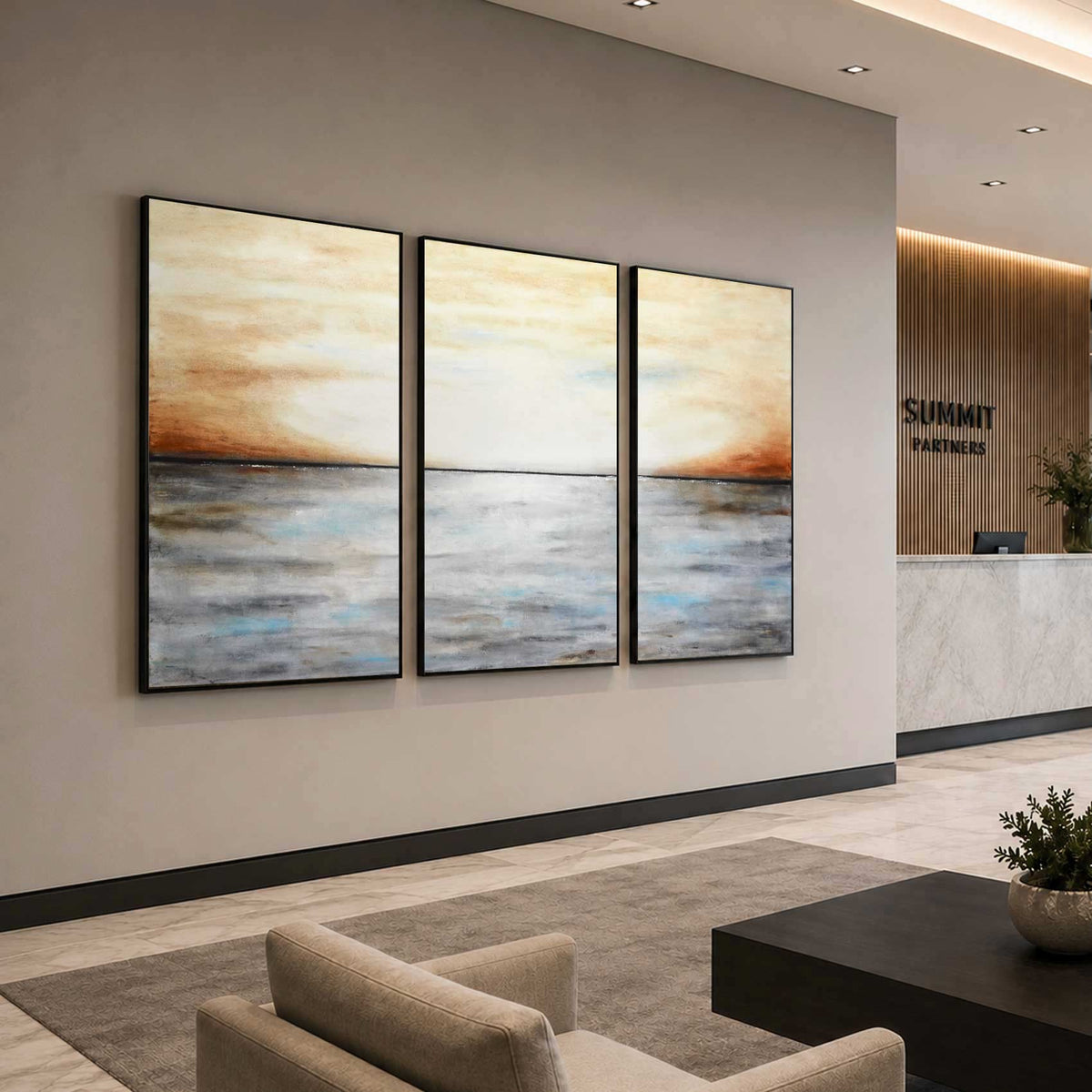 Large Triptych Landscape Art On Canvas  3 panel Paintings