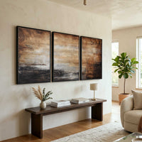 triptych Brown Abstract Landscape Paintings Hand painted