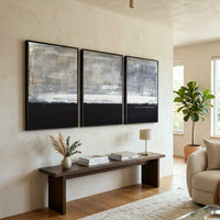 Triptych Framed Art for Large Walls Black White Hand Painted abstracts