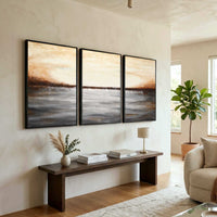 Set of 3 Paintings For Office Conference Room Landscape Brown Art