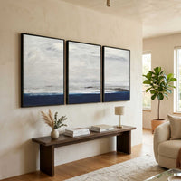 frame Deep Blue Set of 3 Seascape Coastal Art oil canvas Large Handmade Paintings
