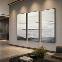 3 Panel Large Art For Office lobby Triptych Brown Beige Paintings