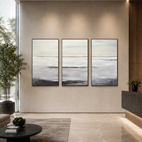 3 Piece Large Artwork For Office Reception Triptych Brown Beige Paintings