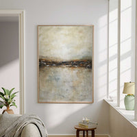 vertical Beige Brown Landscape Painting Original Hand Painted