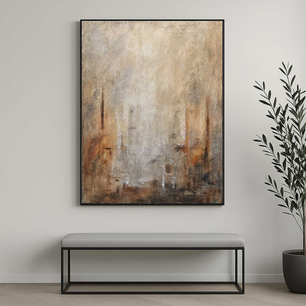 High End Original Brown Large Artwork For Hallway Entryway on canvas