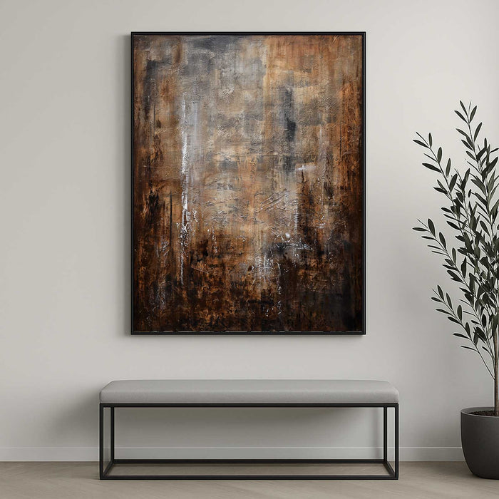vertical Framed Warm Brown Large Art On Canvas Office Wall Dining Room