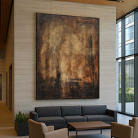 painting for office Warm Brown Framed Abstract Painting Hand Painted Large Artwork
