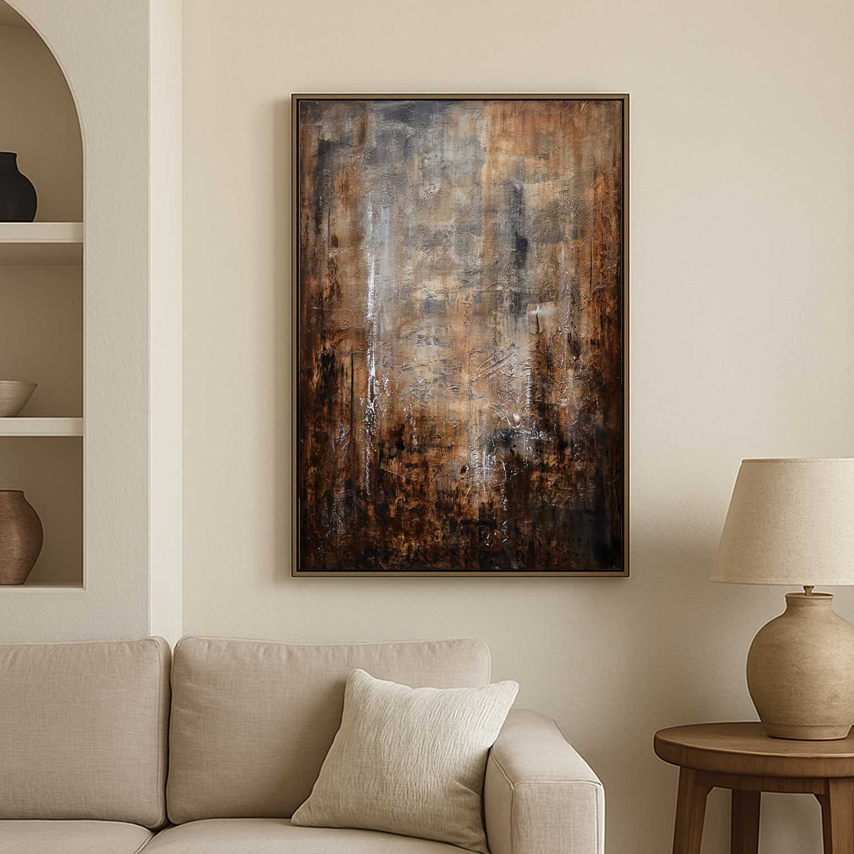 cozy brown wabi sabi painting