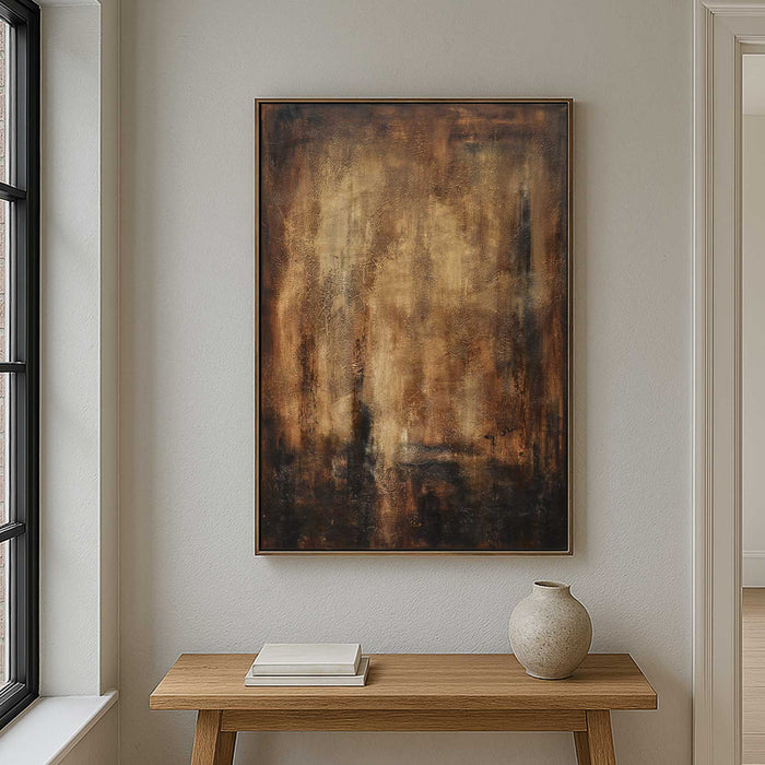 Warm Brown earth tones Framed Abstract Painting Hand Painted Large Artwork
