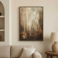 wabi sabi above couch Calming Artwork Brown Vertical Brown Painting