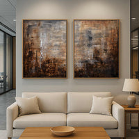 art in office Diptych Paintings For Large Walls Textured Brown Art Wabi Sabi