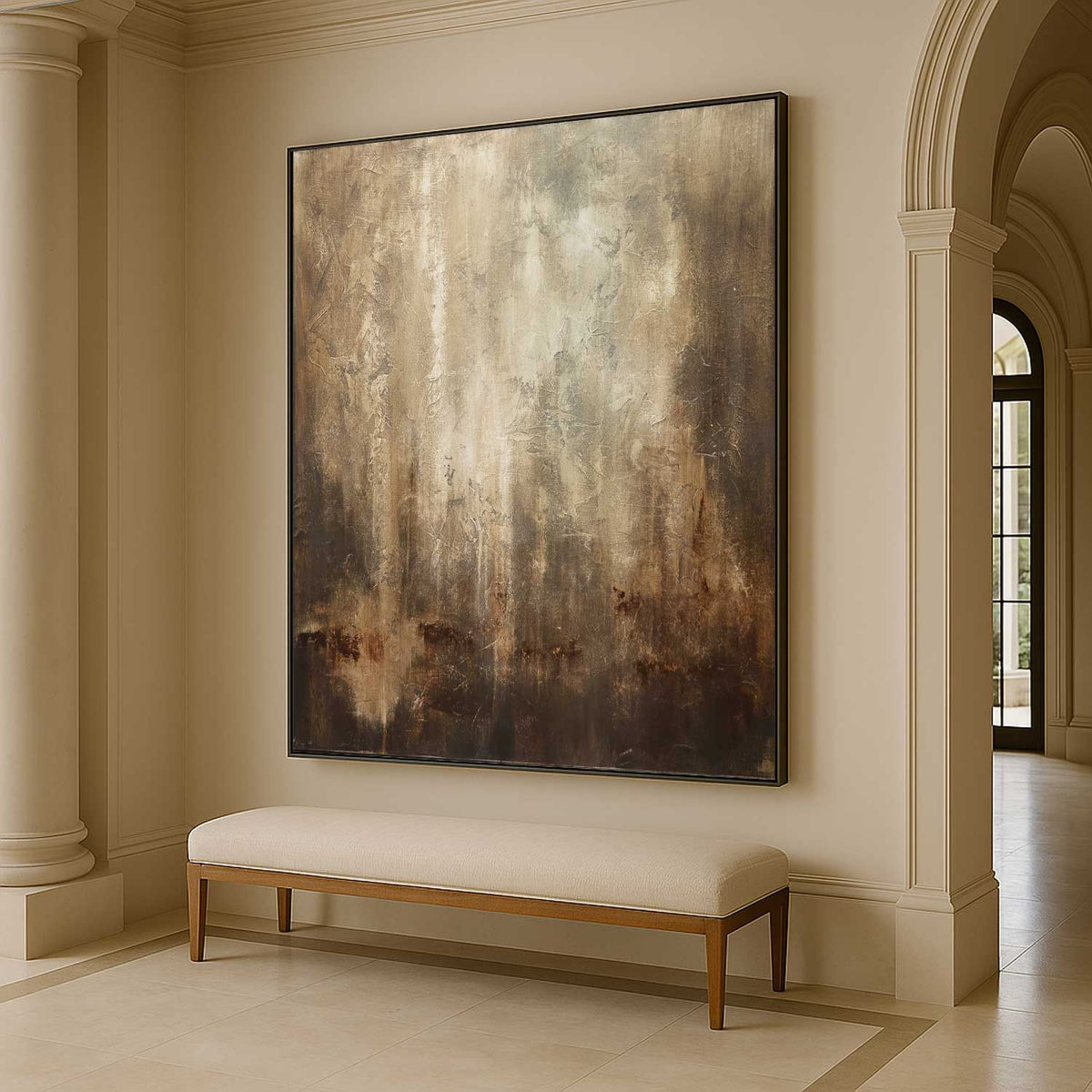 wabi sabi hallway Calming Artwork Brown Vertical Brown Painting On Canvas