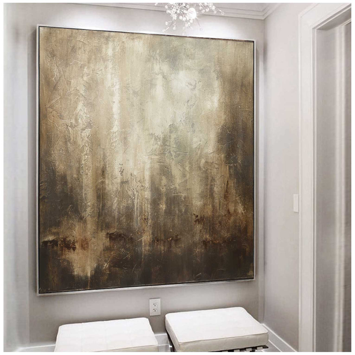 Brown Earth Tones Painting Square Art Contemporary Decor