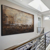 Modern Brown Earth Tones Painting Wabi Sabi Art For Living Room