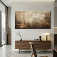 wide Painting Above office space Calming Brown Art