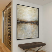art for wine cellar Beige Brown Landscape Painting Original Hand Painted
