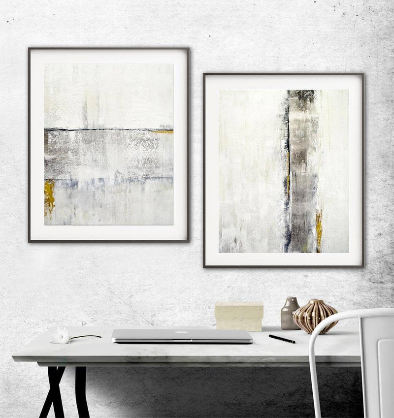 white gold prints art abstract painting 2 piece light print modern wall decor design Sky Whitman
