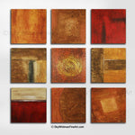 nine piece contemporary art nine square 12x12 rustic bronze and red oil paintings sky whitman art