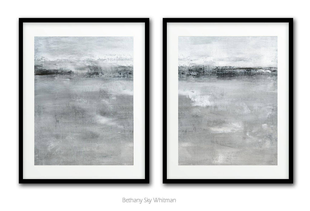 Landscape print horizon gray earth tones digital download printable art abstract diptych Sky Whitman