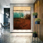 brown turquoise large modern painting huge abstract modern art bethany sky whitman