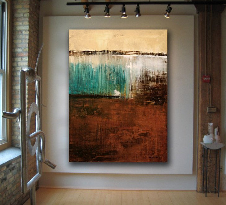 "Endless Possibilities" Large Brown Blue Abstract Contemporary Painting