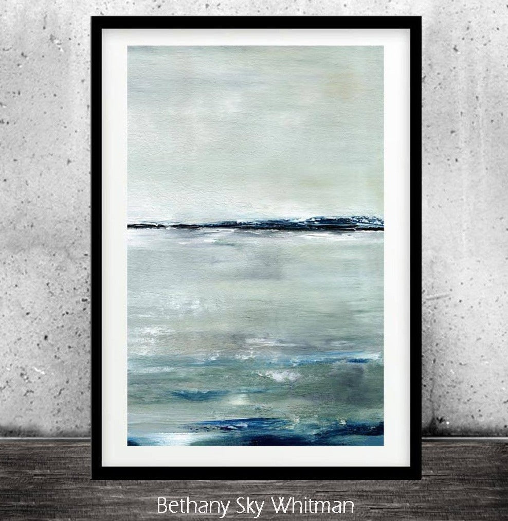 abstract seascaope print digital print downloadable art deep blue Sky Whitman