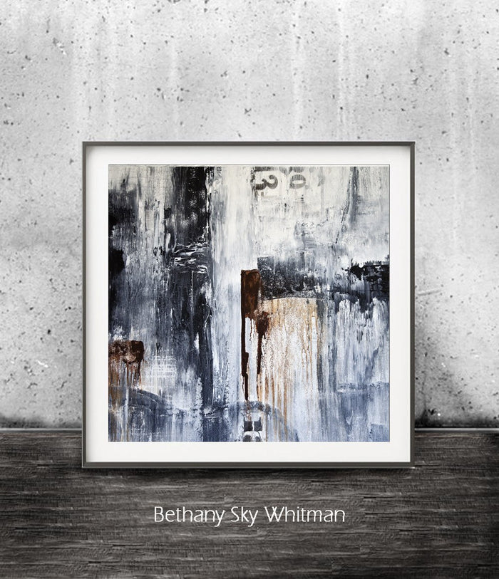 Square abstract grunge print NYC loft style art digital download printable art Sky Whitman