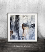 Square abstract grunge print NYC loft style art digital download printable art Sky Whitman