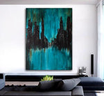 cityscape abstract oil painting buildings