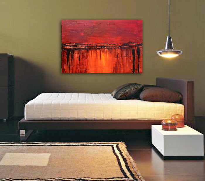 Blood red abstract painting original art for sale sky whitman 