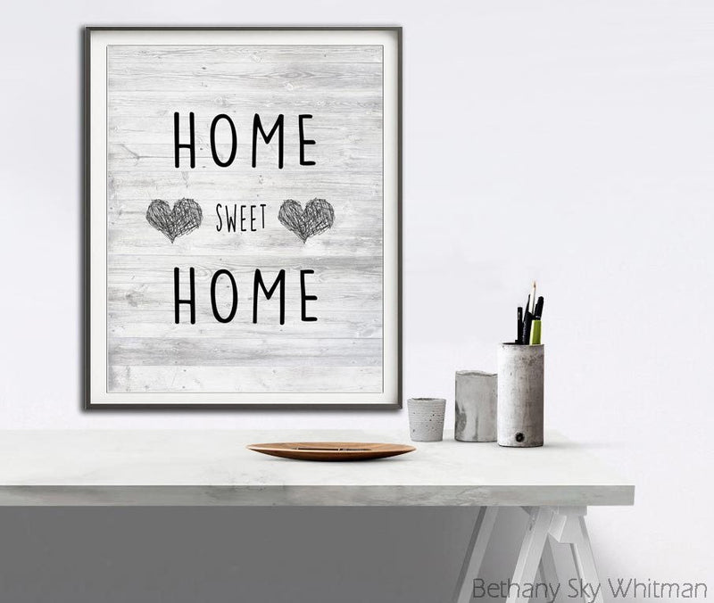 rustic print home sweet home hearts quote modern print Sky Whitman