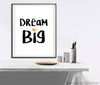 quote print dream big art typography instant download digital print heart gold