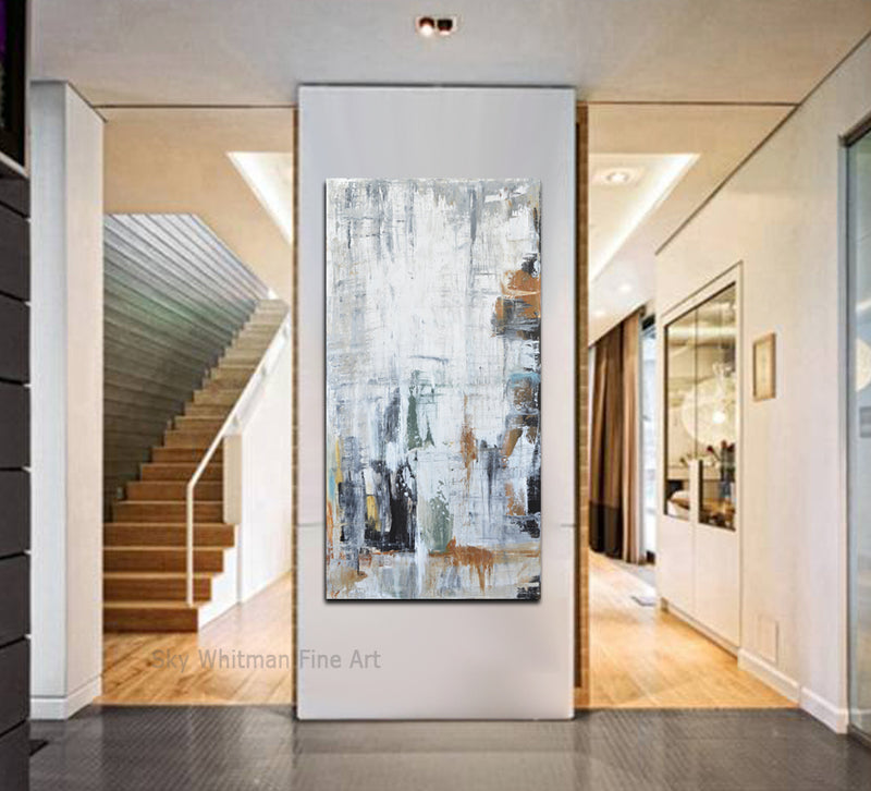 abstract wall art painting modern gray