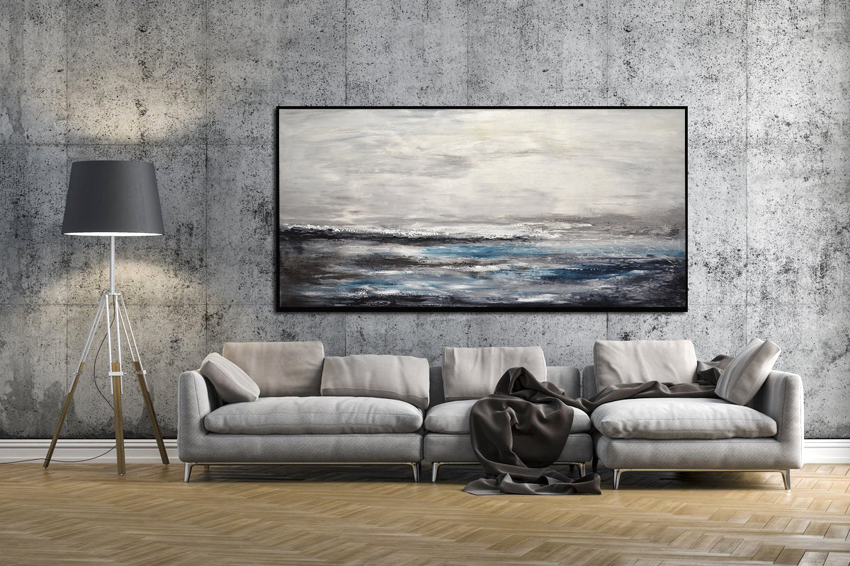 "Blue Storm" 36x72 Abstract Painting Landscape Artwork